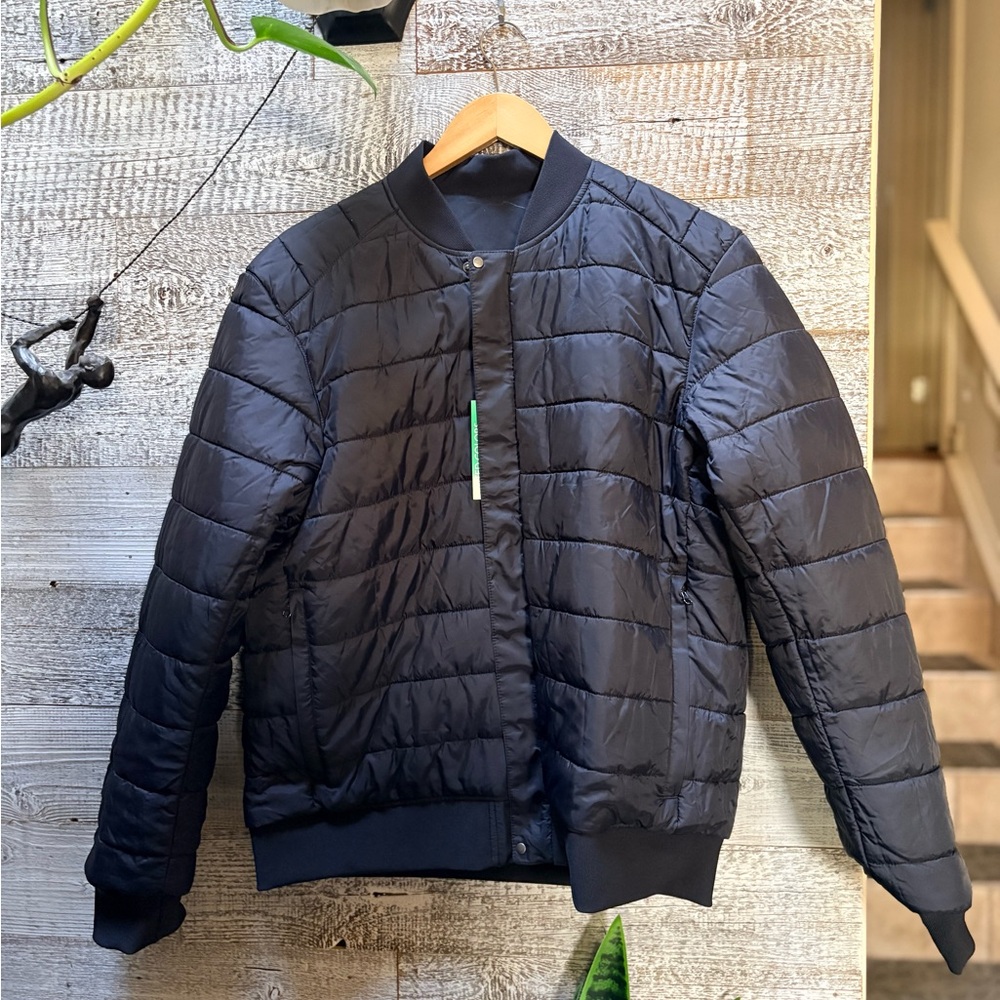 🏷 United Colors Of Benetton | FLAW NWT Reversible Quilted Jacket - Men M, Navy